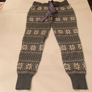NWT Gray and Cream Women's Knit Pants Leggings wool size Large Medium